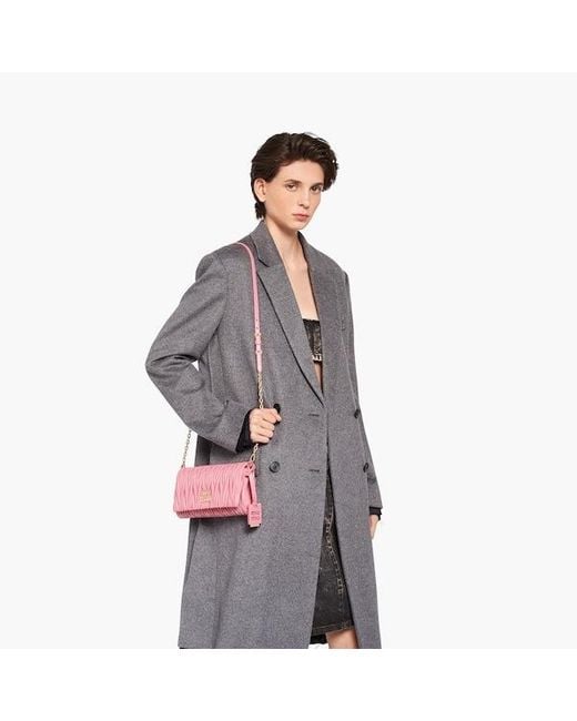 Miu Miu Pink Matelassé Logo Detailed Foldover Shoulder Bag