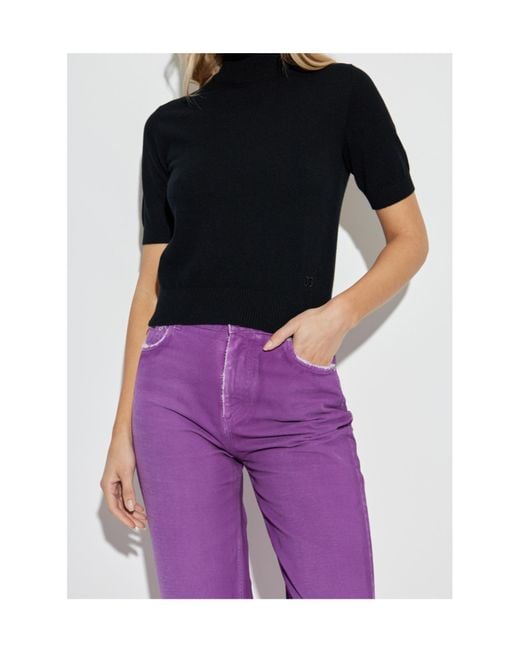 Dolce & Gabbana Black Dg Logo Embroidered Turtleneck Knitted Top