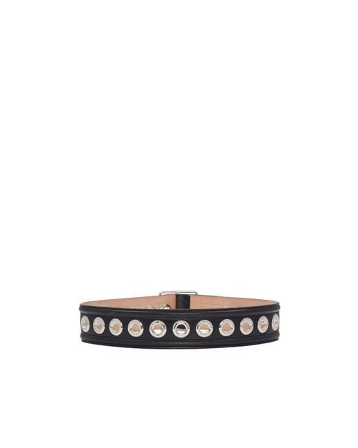 McQueen White Eyelet Detailed Buckled Belt