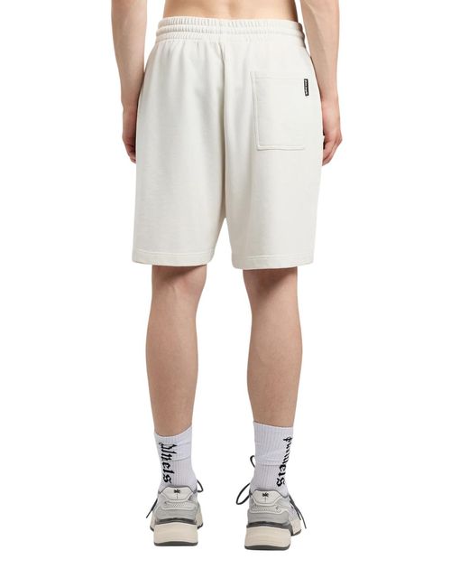 Palm Angels White Logo Cotton Shorts for men