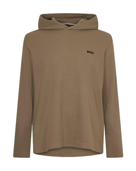 Boss Brown Bw Waffle Hoodie, Texture Design for men