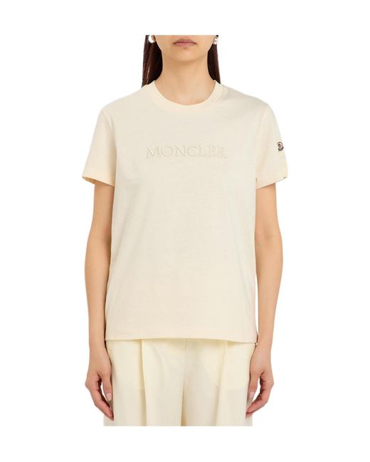 Moncler White Logo-Appliquéd Cotton T-Shirt