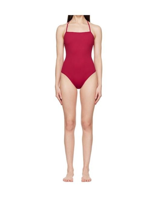 Loulou de Saison Red Itak Lds Criss-Crossing Straps Swimsuit