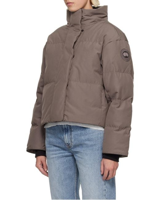 Canada Goose Brown Down Jacket With Logo Patch