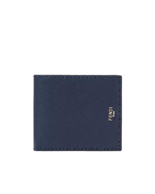 Fendi Blue Selleria Bi-Fold Wallet for men