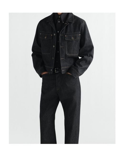 Lemaire Black Trucker Contrast-Stitch Denim Jacket for men