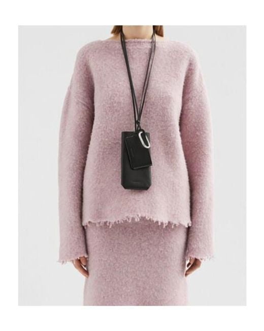 Jil Sander Pink Frayed Edge Boat-Neck Jumper