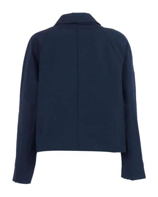 Aspesi Blue Raglan-Sleeve Flap-Pocket Jacket
