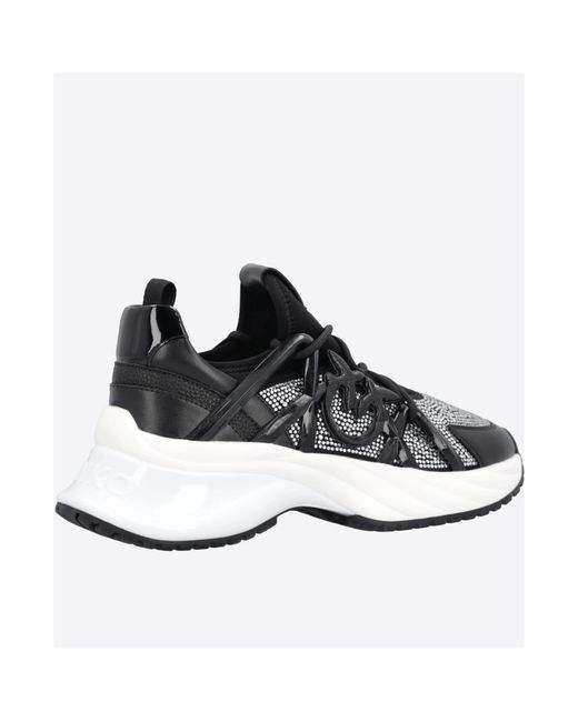 Pinko Black Embellished Ariel Lace-Up Sneakers