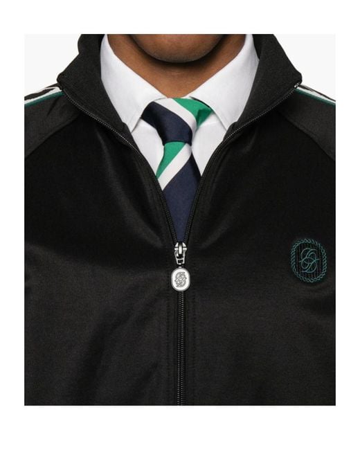 Drole de Monsieur Black Logo-Patch Side-Stripe Jacket for men