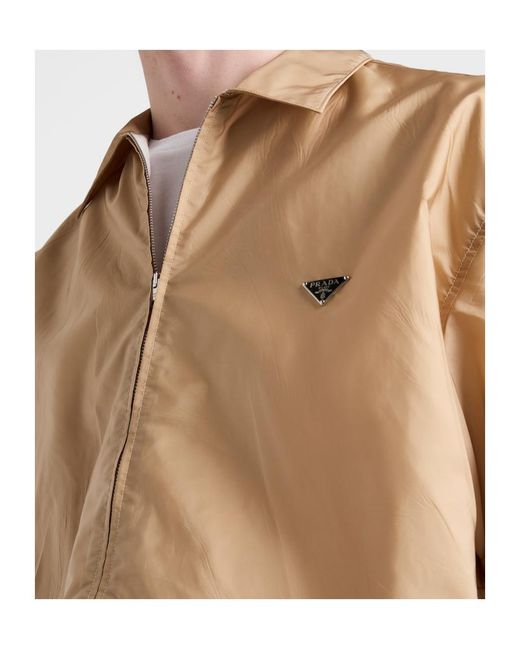 Prada Natural Short-Sleeved Re-Nylon Zipper Shirt for men
