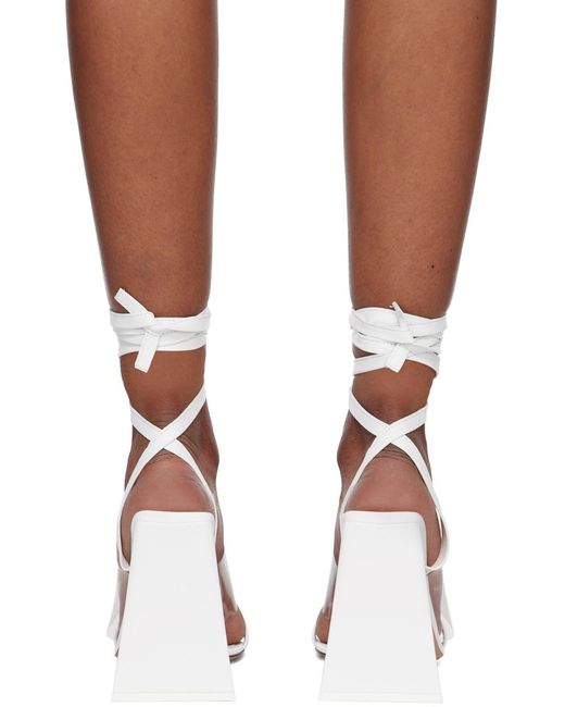 The Attico White Isa Tie-Fastening Leather Sandals