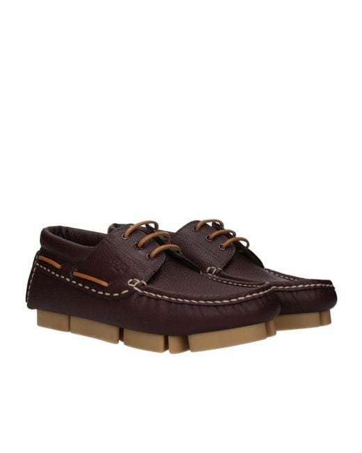 Fendi Brown Deck Lace-Ups Loafers for men
