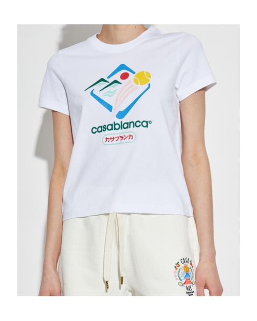 Casablanca White Logo Printed Crewneck T-Shirt
