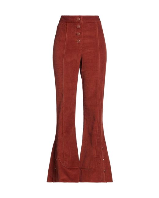Farm Rio Red Button-Up Casual Pants