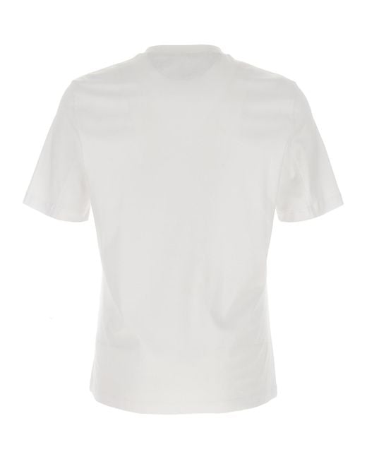 Brunello Cucinelli White Printed T-Shirt for men