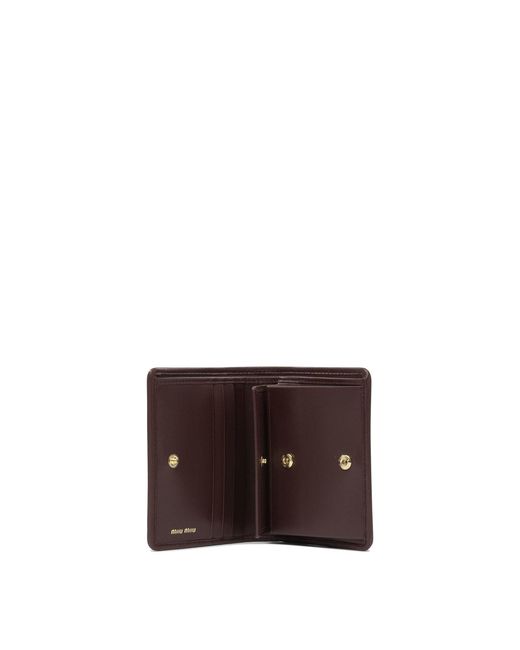 Miu Miu Purple Logo-Lettering Matelassé Bi-Fold Wallet