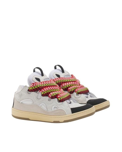 Lanvin Pink Curb Round Toe Lace-Up Sneakers