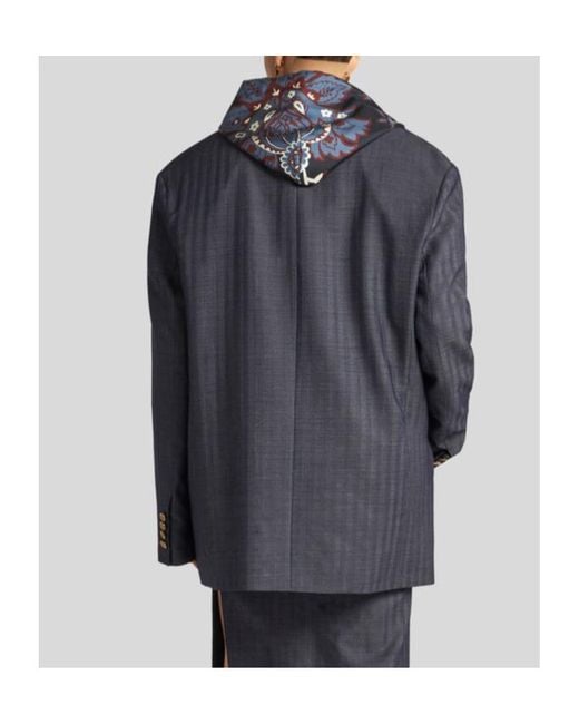 Etro Blue Pegaso Single-Breasted Blazer