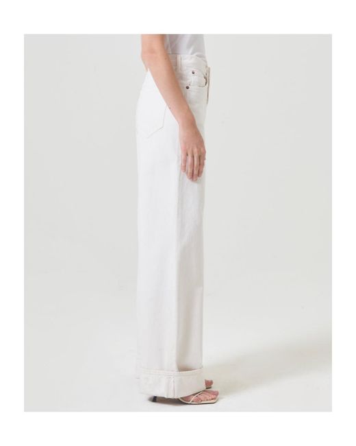 Agolde White Dame High-Rise Wide-Leg Jeans
