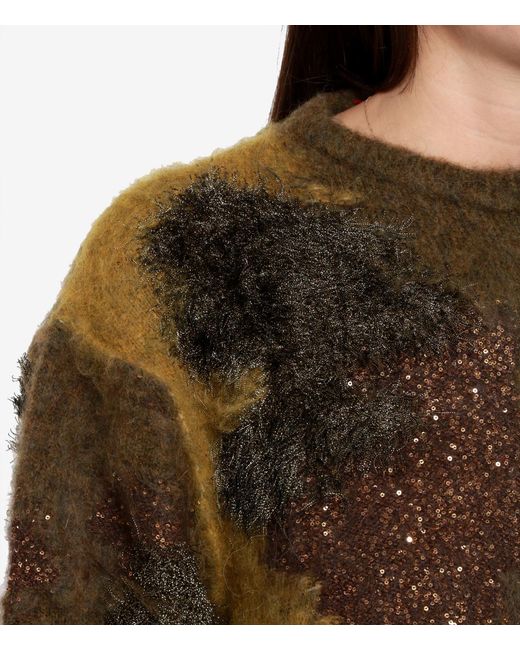 Semicouture Brown Crew Neck Long Sleeve Sweater