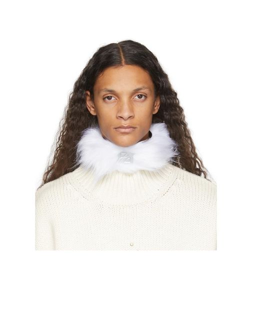 we11done White Artificial Fur Collar