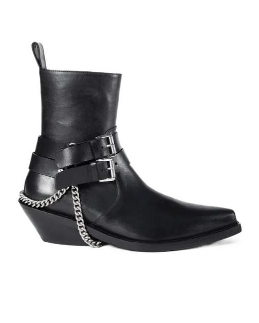 Ann Demeulemeester Black Kiril Santiago Buckle Chain Leather Boots
