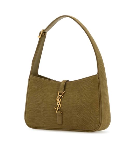 Saint Laurent Green Le 5 À 7 Logo Plaque Shoulder Bag