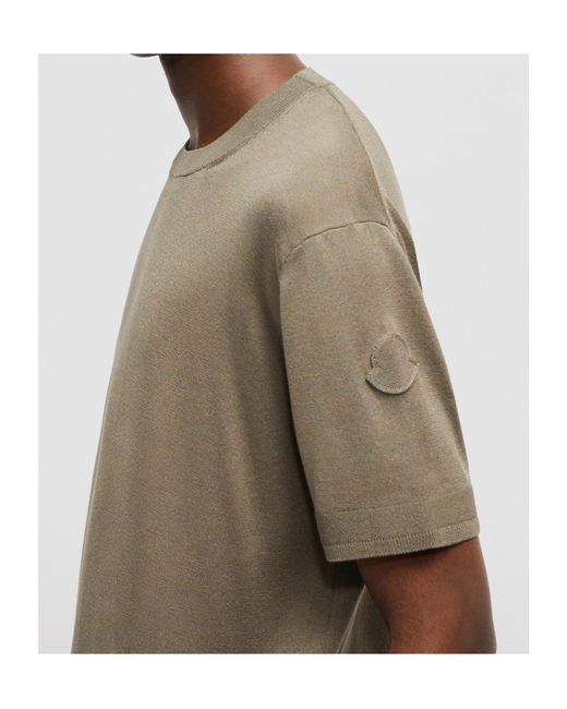 Moncler Green Silk Cotton Knit T-Shirt for men