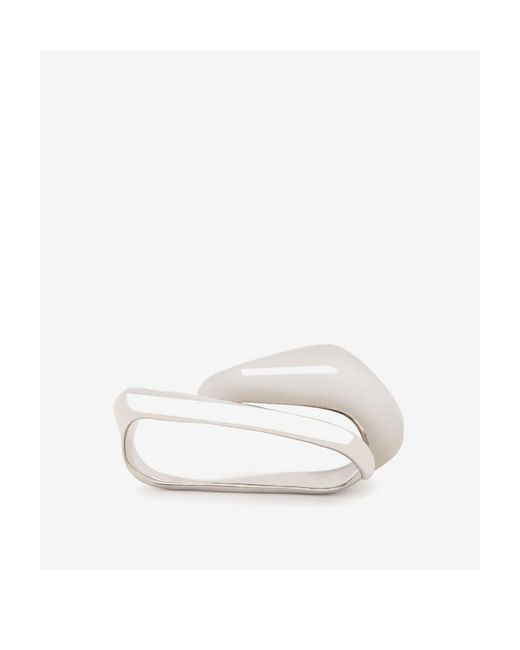 McQueen White Asymmetric-Design Slip-On Ring