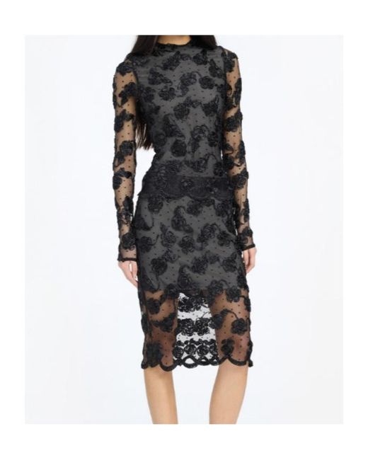 ROTATE BIRGER CHRISTENSEN Black Flower Mesh Ls Top