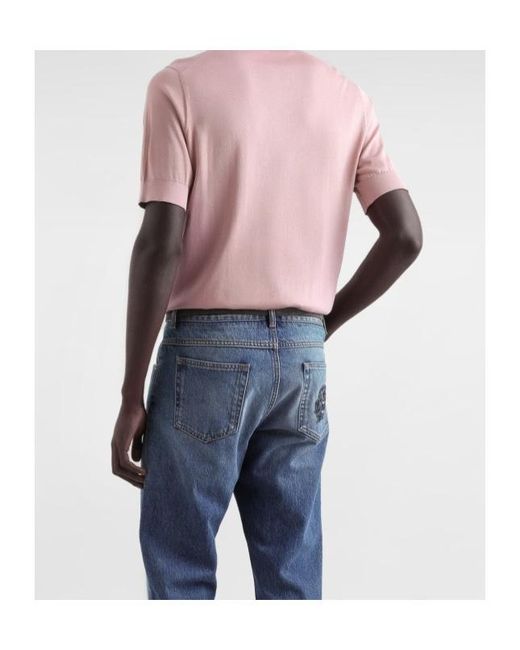 Dolce & Gabbana Pink Dg Logo Embroidered Polo Shirt for men