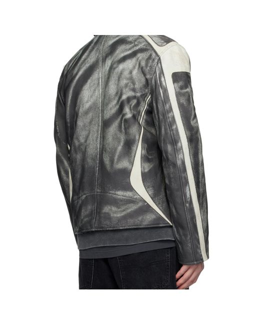 DIESEL Gray L-Amar-Enbi Leather Jacket for men