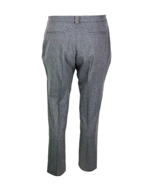 Fabiana Filippi Gray Embellished Straight Leg Trousers