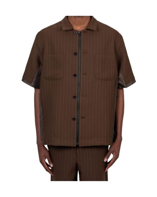 Sacai Brown Short Sleeve Shirt for men
