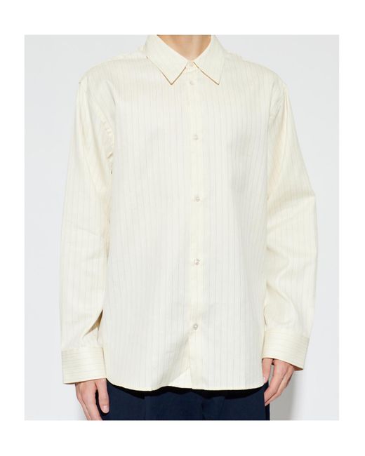 Studio Nicholson White View Striped Long-Sleeved Shirt for men