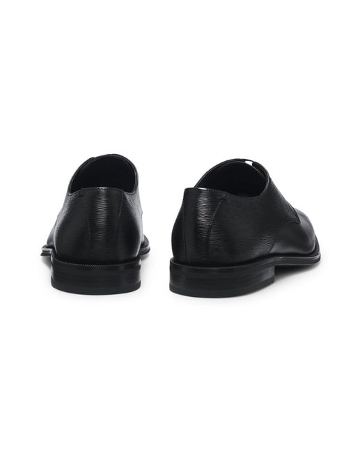 Boss Black Textured Leather Derby Shoes for men