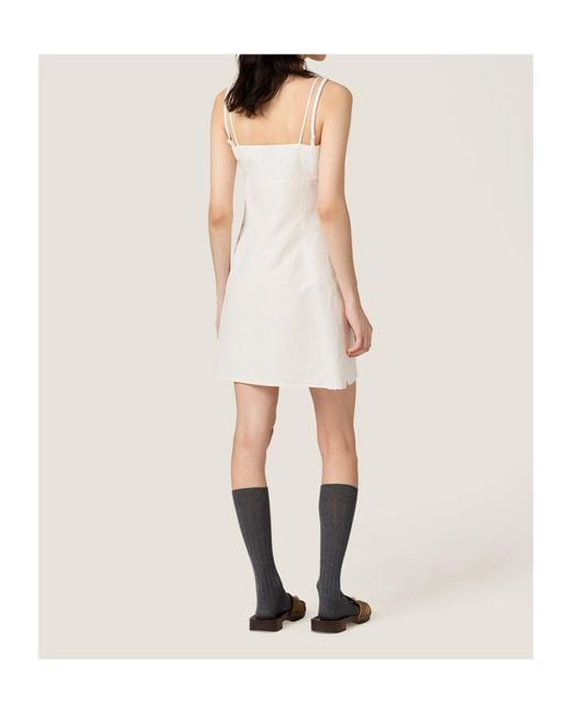 Miu Miu Sleeveless Dress in White | Lyst Miu Miu Sleeveless Dress in White | Lyst