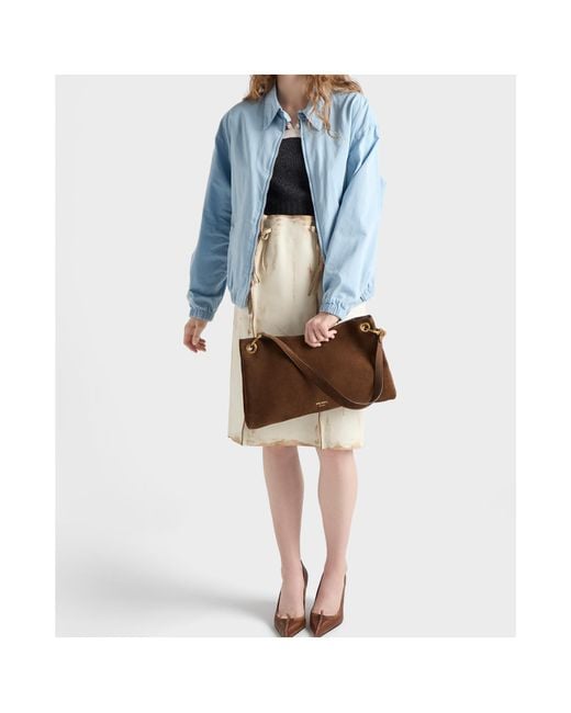 Prada Brown Etude Large Suede Shoulder Bag