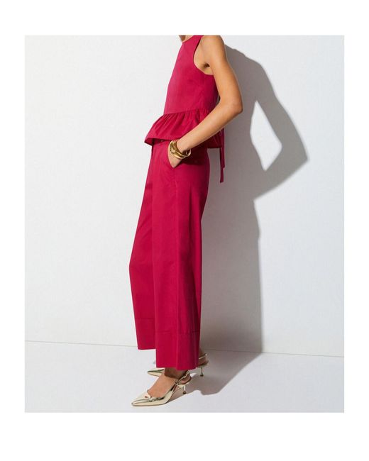 Liu Jo Red Pleated Wide-Leg Pants