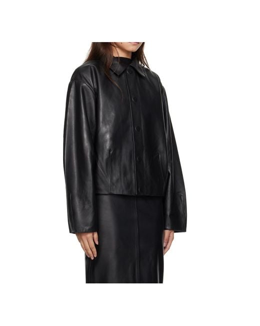 St. Agni Black Cocoon Leather Jacket