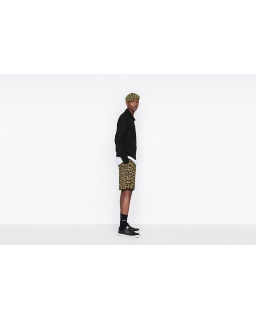 Dior Green Homme Leopard Printed Bermuda Shorts for men
