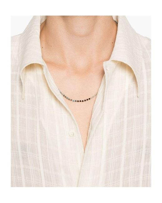 Séfr White Point-Collar Checked Shirt for men