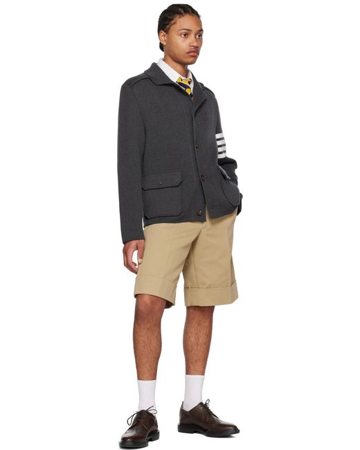 Thom Browne Black Bar Polo Collared Jacket for men
