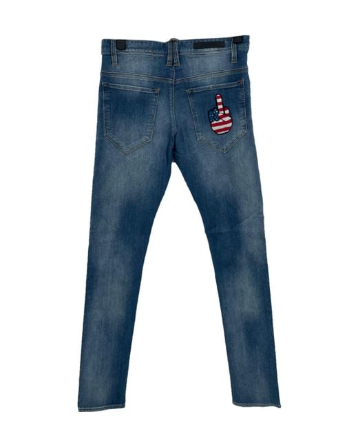 Moschino Blue Five-Pocket Denim Trousers for men