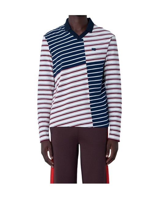Wales Bonner Blue Striped Logo Motif T-Shirt for men