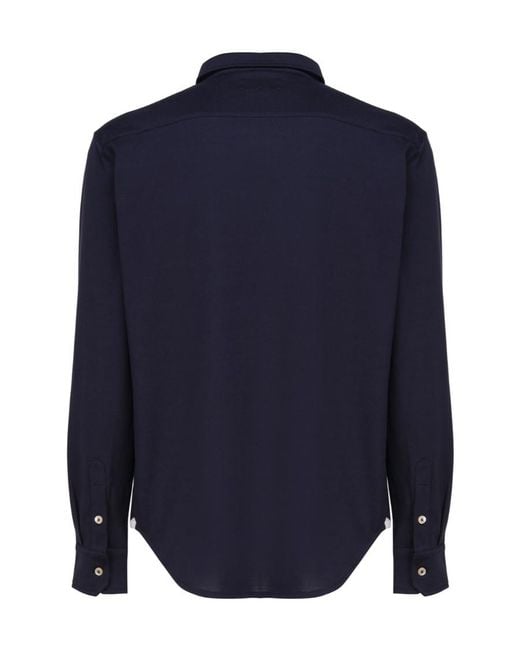 Eleventy Blue Long-Sleeved Button-Up Shirt for men