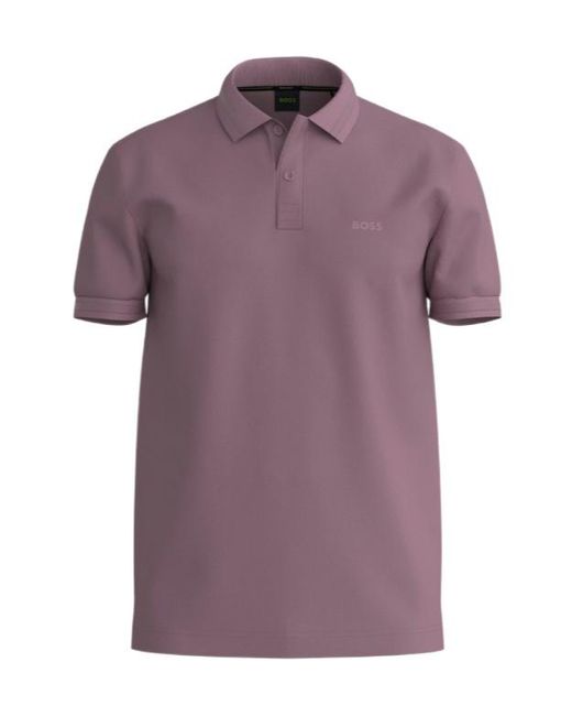 Boss Purple Logo-Print Polo Shirt for men