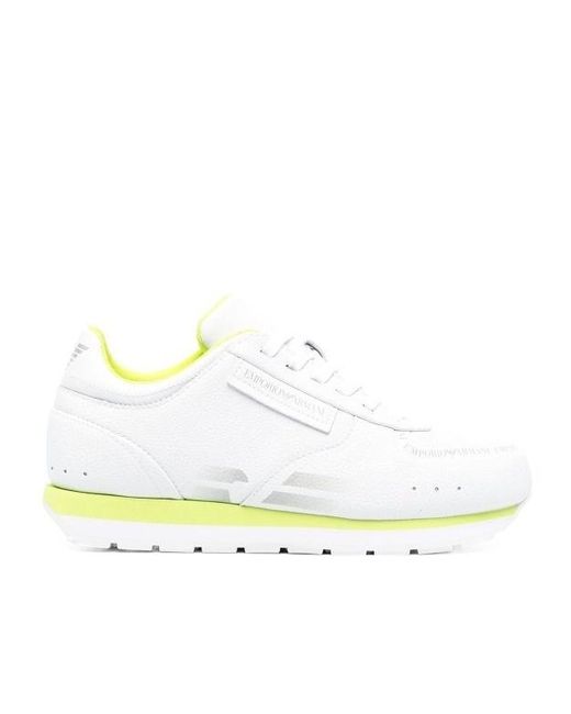 Emporio Armani White Calf-Leather Lace-Up Sneakers