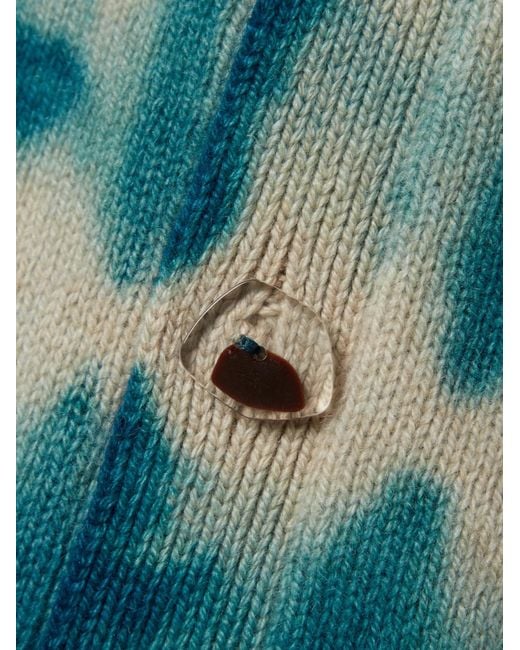 The Elder Statesman Green Tie-Dye Cashmere Cardigan